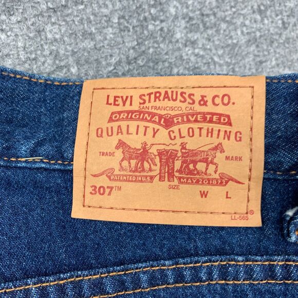Vintage Levis 307 Crop Jeans Womens Junior 5 Blue Wide Leg Mid Rise Denim Y2K - Picture 10 of 12